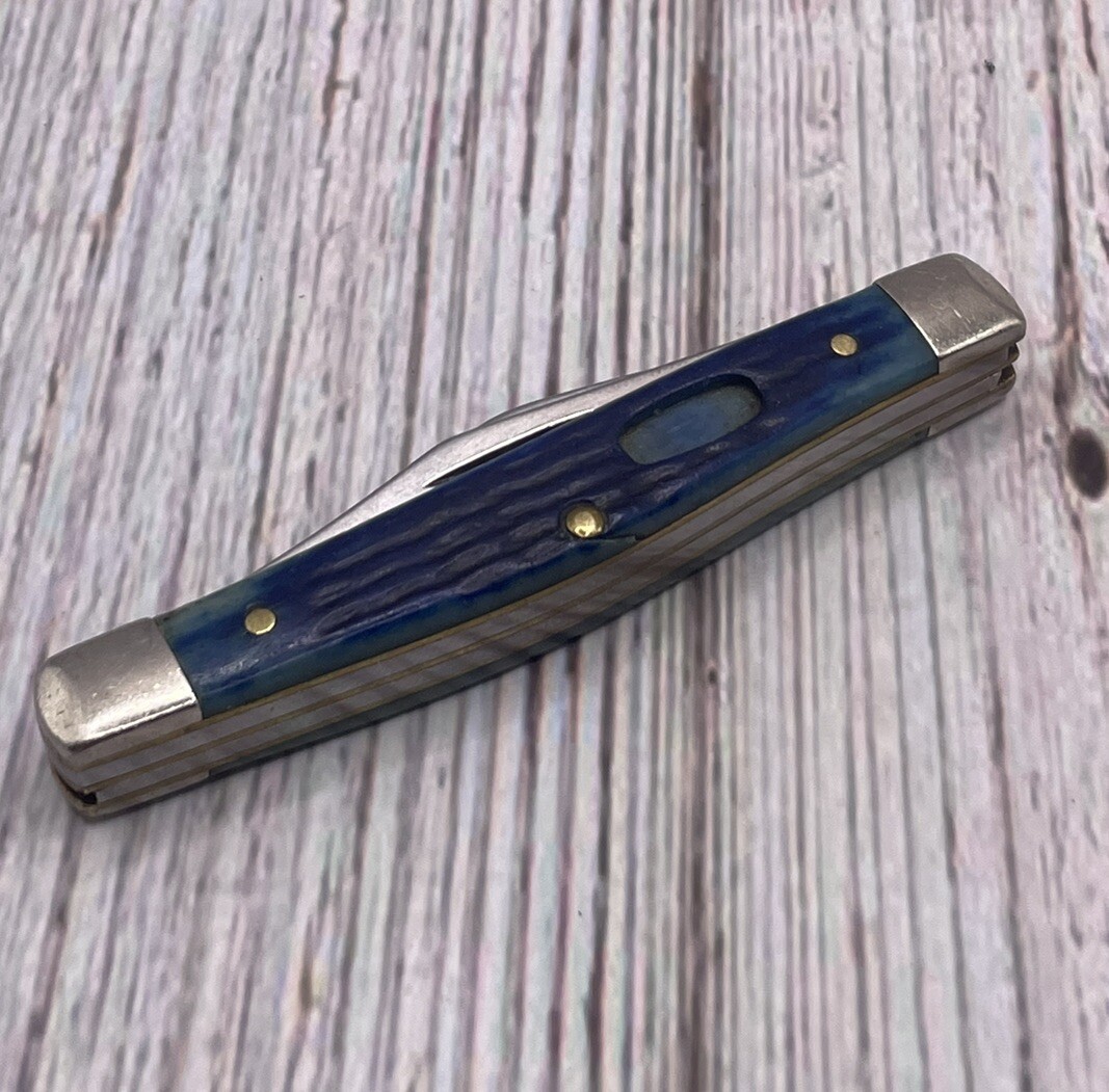 Case XX Knife Made in USA 6344 SS Medium Stockman Blue Jigged Bone Vintage eBay