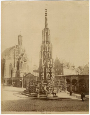 Photo Albuminé schöne Brunnen Nuremberg Allemagne Vers 1880