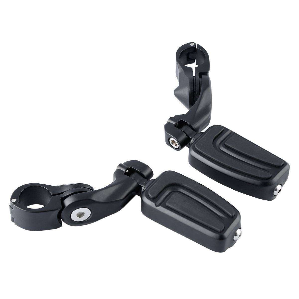 Matte Black Footpegs Footrest Pedal Peg 1.25'' Short Angled Mounting Bracket Kit