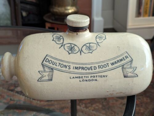 Antique Stoneware Lambeth Pottery Doultons Improved Foot Warmer Primitive Art - Picture 15 of 24