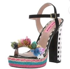 Betsey Johnson Womens Polka Fabric - Special Occasion Slingback Platform Size 5M
