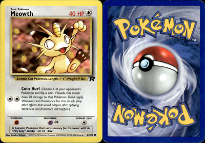 Pokemon TCG Card Vintage Meowth 62/82 Team Rocket Set Unlimited