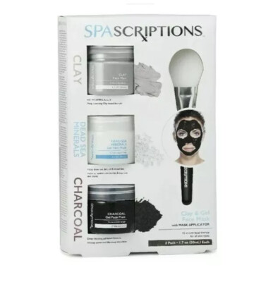 3 Spascription Rose, Gold & Cucumber Gel & Clay, Dead SeaMinerals, Charcoal Mask