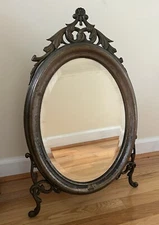 Antique 1800’s Silver Plate Dresser Vanity Mirror Signed Norblin Warszawa Poland