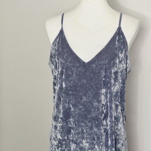 Express Blue Crushed Velvet Mini Slip Dress Women's Size Large NWT - Picture 2 of 14