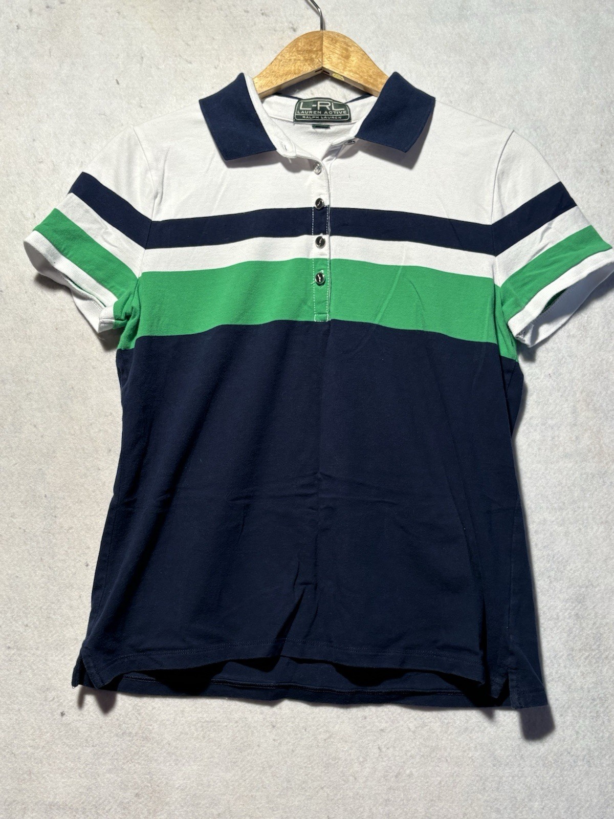 LAUREN RALPH LAUREN Active Womens Polo Shirt Sz M Colorblock Golf Preppy Tennis