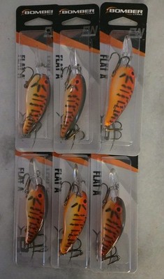 (Lot Of 6) Bomber Deep Flat A Crankbait Discontinued Color Bream Orange Belly 