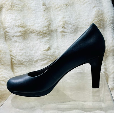 #ad Clarks Collection Pump Shoes Womens Size 7M Black Leather Slip On High Heels $27.49