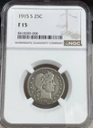 1915-S Barber Quarter NGC F15