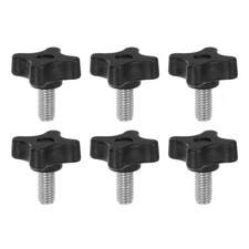 6pcs Star Knobs M8 x 16mm Metric Threaded Stud 32mm 4-Point Head Clamping Screws
