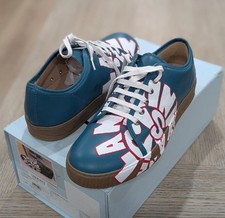  690 Mens Lanvin Graphic Leather Low-Top Sneakers Teal/White UK 9 US 10