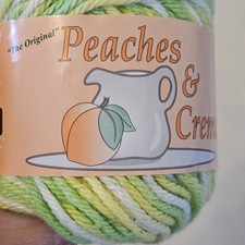 1 Skein Original Peaches  Creme Yarn Worsted Cotton Yarn Lemon Lime 98 yds