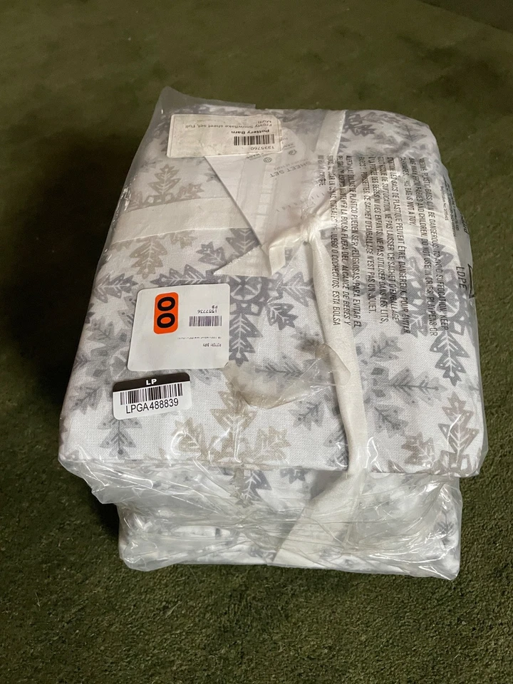Juego de sábanas Pottery Barn Frosty Snowflake ~ Completo ~ Algodón ~ NUEVO con etiquetas Foto 4 de 4