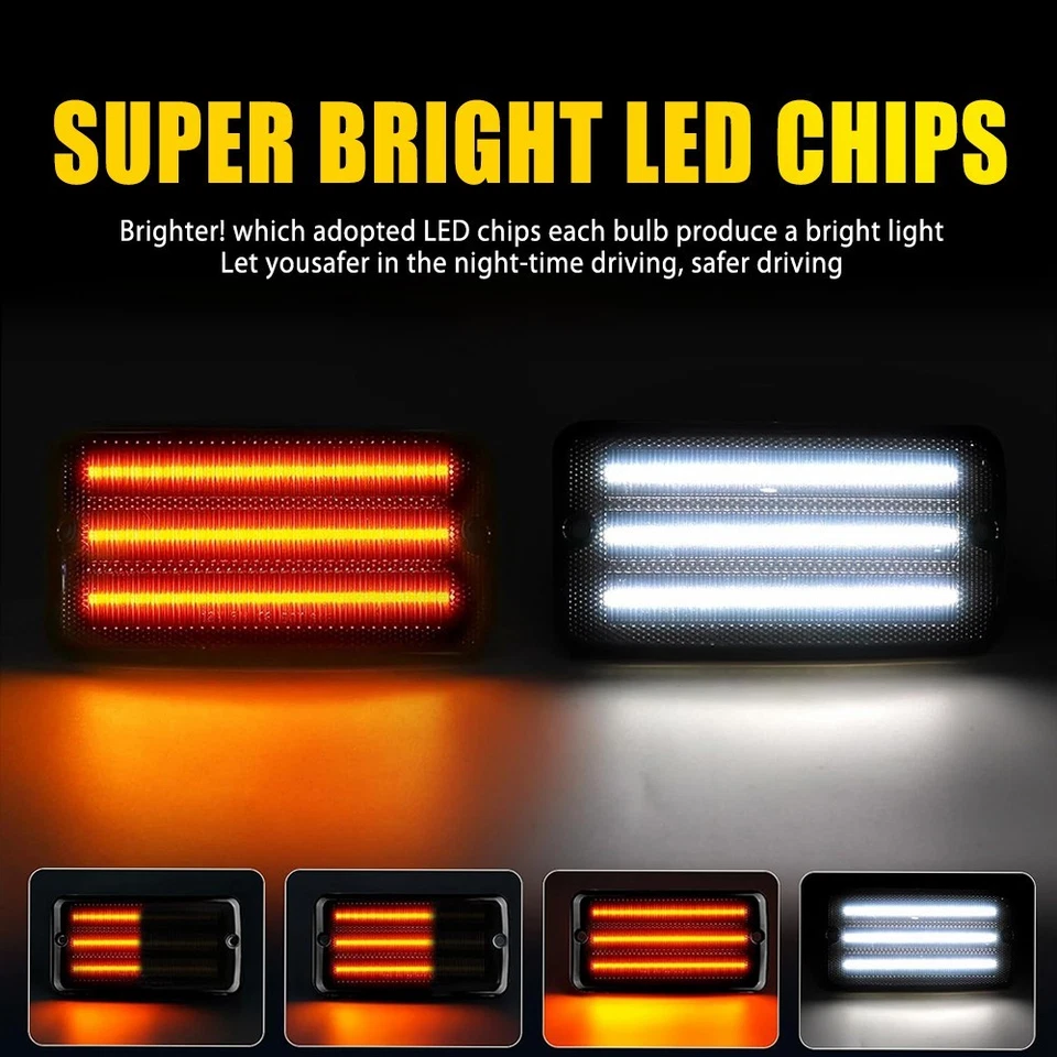 Led Sequential Front Turn Signal Lights White DRL for 1997-2006 Jeep Wrangler TJ Foto 3 de 4