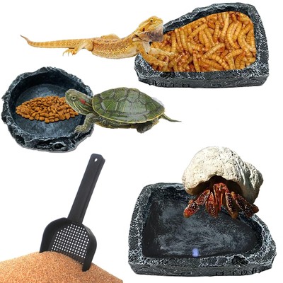 4 Pack Corner Reptile Water Dish Reptile Food Bowl Hermit Crab Food and Water...