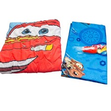 Disney Cars Comforter Flat Sheet Lightning McQueen Kid Toddler Bedding Vintage