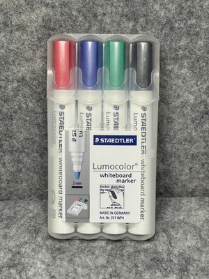 Staedtler Lumocolor Whiteboard Marker Stifte trocken abwischbar 351 Kugelspitze - 4er Pack Neu 