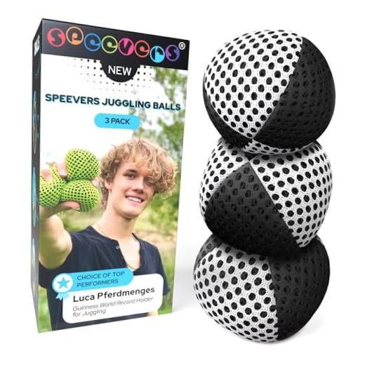 Juggling Balls for Beginners and Professionals Set of 3, 4.2 oz Black - White