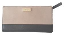 Kate Spade New York Logo Leather Bifold Wallet Black/Beige Colorblock ID Window