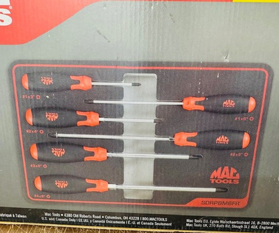 MAC Tools SDRPBM6FR 6-pc Screwdriver Set In RED Foam Set NEW