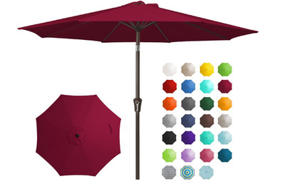 Sombrilla exterior 9FT resistente con inclinación y manivela, UV impermeable jar