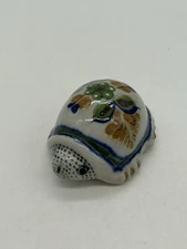 Vintage Mexican Tonala Clay Pottery Turtle Hand Painted Signed