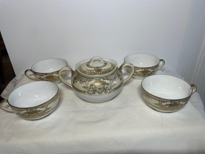 5 Piece Noritake N1065 Tea Set Gold Encrusted Japan VGC
