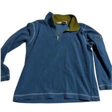 LL Bean Little Kids Blue Fleece Quarter Zip Pullover Sweater Size 6X 7