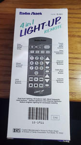 RADIO SHACK 4 IN 1 LIGHT-UP REMOTE