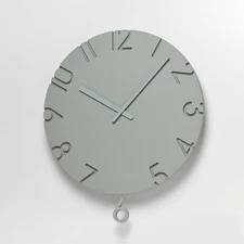 Lemnos NTL24-17 GY Carved Swing Colored Gray Wall Clock Modern Pendulum Style