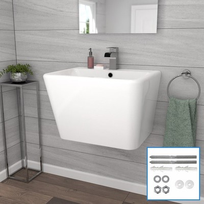 Nes Home weiß modern rechteckig quadratisch wandhängend Keramikbecken