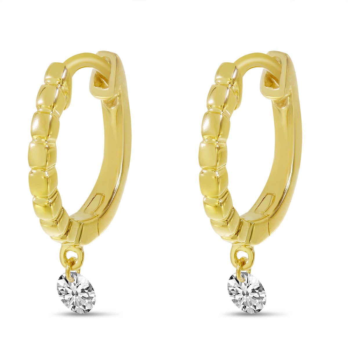 Бриллиант Huggie Ohrringe с текстурой Gelbgold LXR 14K, 0,16 карата