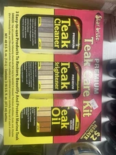 STAR BRITE Premium Teak Care Kit - Marine Grade Teak Cleaner, Brightener & Golde