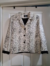 Vintage LoriZoni 100% Silk Zip Blazer Zebra Print Made In USA Size Large