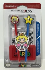 Nintendo 3DS Super Mario Clean & Protect Kit Peach Starman Stylus NEW