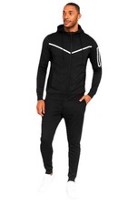 Mens Black Tracksuit Set Hoodie Joggers Casual Streetwear Outfit Size Large