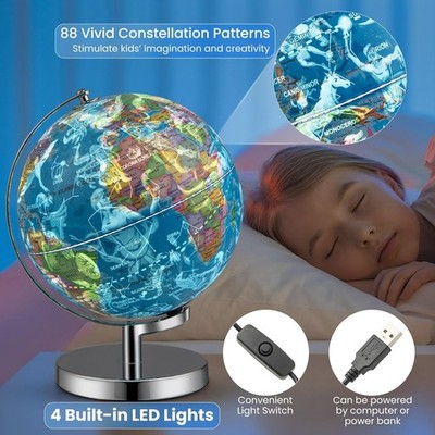 Globus Weltkugel Erdball Weltglobus Weltkarte Kartenbild Blau 25cm Nachtlicht