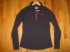 Under Armour Heat Gear Semi-Fitted Women's MEDIUM Black 1/4 zip jacket 1250205