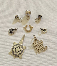 Lot of Seven (7) Sterling Silver .925 Charms and One Vermeil Horseshoe Connector