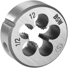 1/2"-12 BSW Round Die, Machine Thread Right Hand Threading Die, Alloy Steel Scre