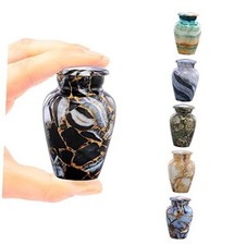 Small Keepsake Cremation Urns for Human Ashes - Marble Finish Luxury Black