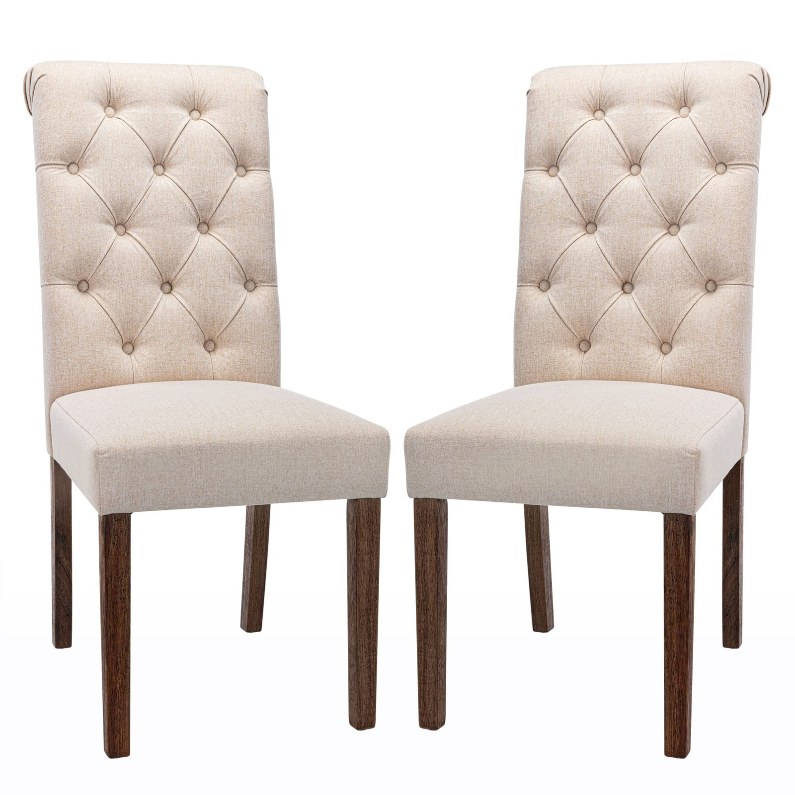 Tufted Upholstered Parsons Dining Chairs Set of 2 Accent Diner Seating