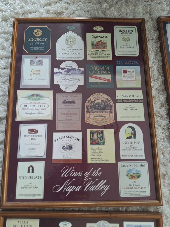 VINTAGE Wines of the Napa Valley Wine Label Series 1-4 Collector Framed Posters - Image 2 of 4
