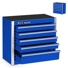 P.I.T. Mini Blue Tool Box, Portable 5-Drawer Micro Roll Cab Steel Stackable T