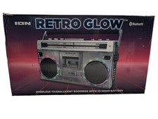 ION Retro Glow Audio Retro Modern Glow Bluetooth Boombox with Cassette Player