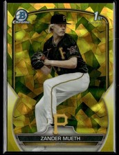 2023 Bowman Chrome Draft Sapphire Yellow 1st Zander Mueth /75 Pirates #BDC-131