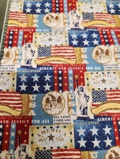 Liberty Justice America Patriotic Flag Stars Stripes 100 cotton fabric july 4
