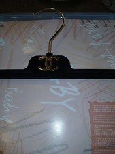 Chanel Black Velvet Padded Pant/skirt Hanger Gold Logo Authentic