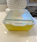 Vintage Pyrex Primary Yellow 503-B 1.5 qt. 503C Lid Glass Refrigerator Dish