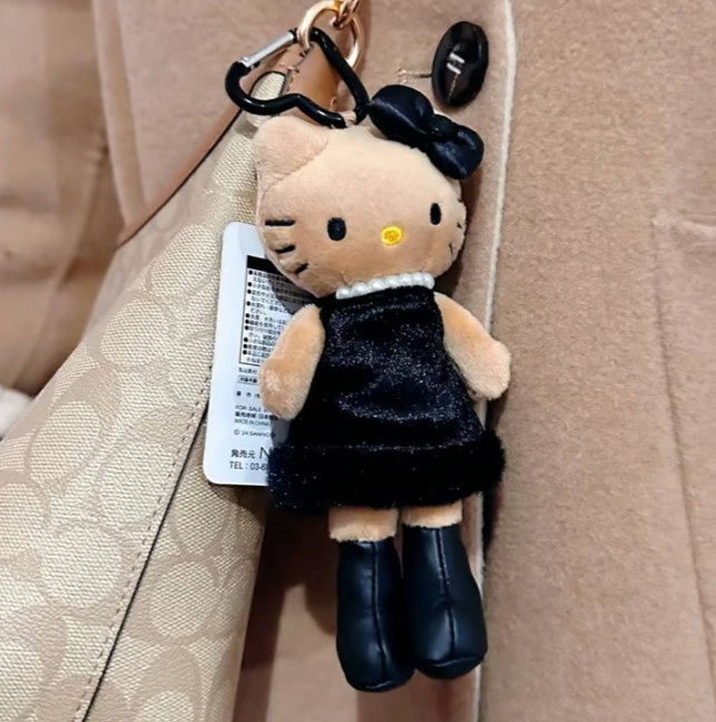 Hello Kitty Long Leg Black Dress Plush Mascot Keychain Goth Coquette Y2K Charm